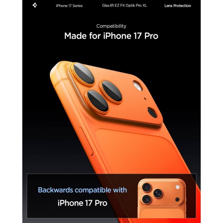 SPIGEN SGP Glas.tR Optik Pro XL EZ FIT CAMERA PROTECTOR Γυαλί προστασίας ΠΛΑΙΣΙΟΥ ΦΑΚΩΝ 9H για CAMERA LENS για Apple iPhone 17 6.3/ iPhone 17 Pro 6.3 5G 2025 - COSMIC ΠΟΡΤΟΚΑΛΙ - AGL10645 SPIGEN SGP Glas.tR Optik Pro XL EZ FIT CAMERA PROTECTOR Γυαλί προστασίας ΠΛΑΙΣΙΟΥ ΦΑΚΩΝ 9H για CAMERA LENS για Apple iPhone 17 6.3/ iPhone 17 Pro 6.3 5G 2025 - COSMIC ΠΟΡΤΟΚΑΛΙ - AGL10645
