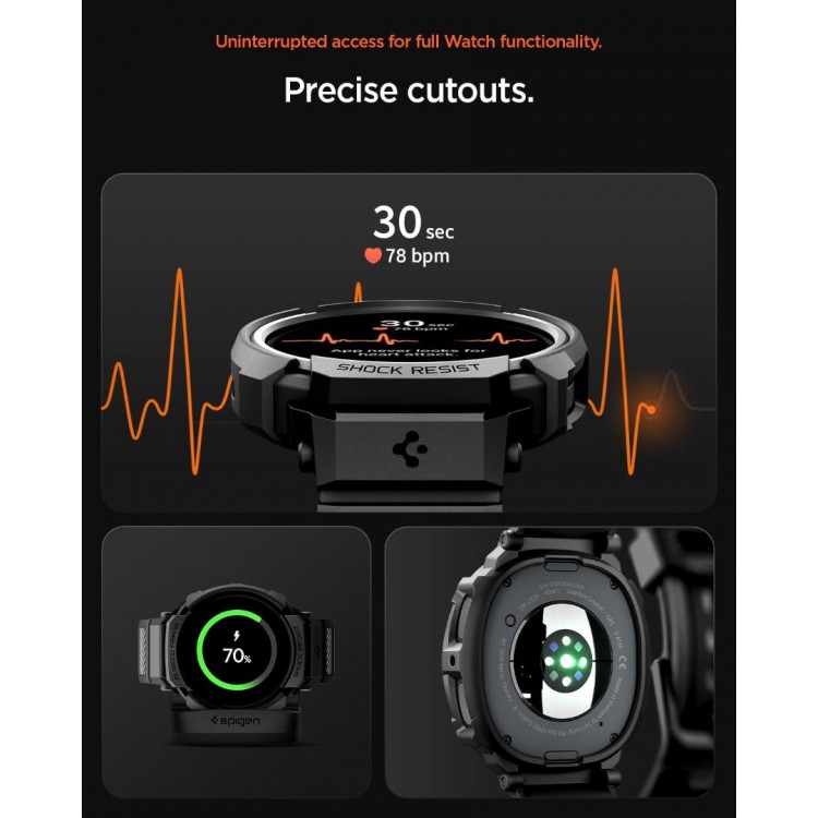 Θήκη Spigen SGP Rugged Armor PRO για Samsung GALAXY WATCH 8 2025 - 44MM - ΜΑΥΡΟ - ACS10007