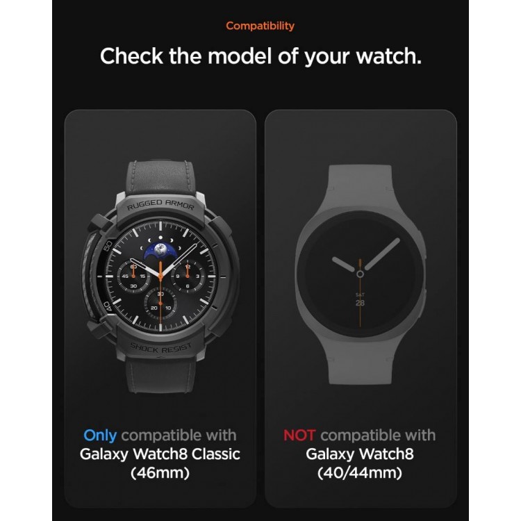 Θήκη Spigen SGP Rugged Armor για SAMSUNG GALAXY WATCH 8 CLASSIC 46mm 2025 - ΜΑΥΡΟ - ACS10012