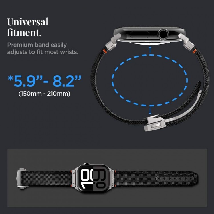 Spigen SGP Classic Fit Strap λουράκι για Apple Watch Ultra 2/1 49mm, Series 10 46mm, 9/8/7 45mm, SE2/SE/6/5/4 44mm, 3/2/1 42mm - ΜΑΥΡΟ - AMP09304