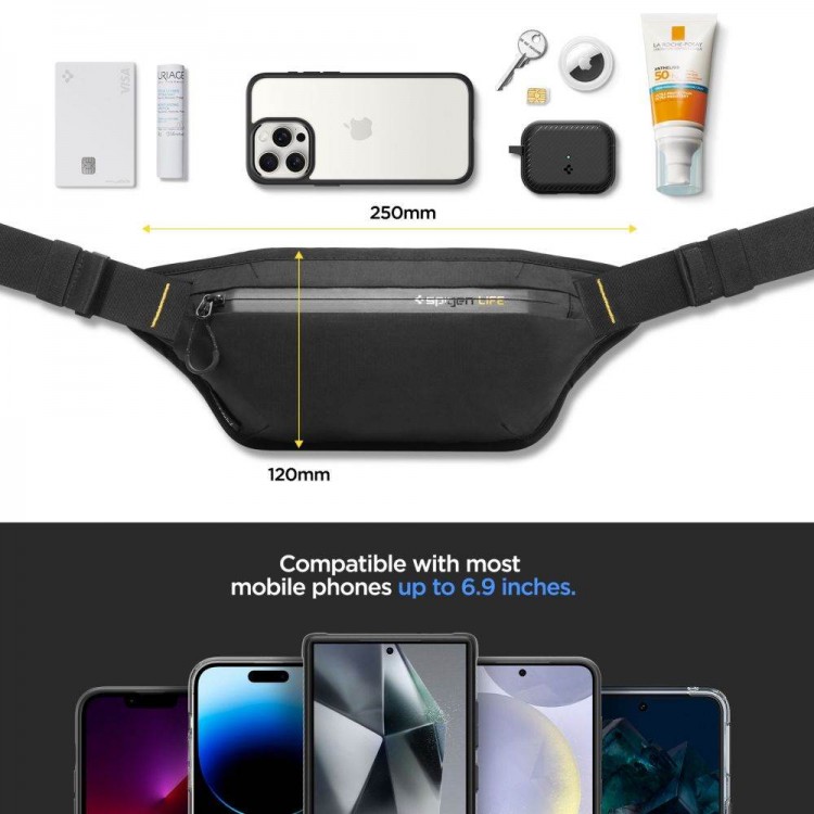 Spigen SGP Dynamic Shield KD411 WAIST BAG SMARTPhone Holder για Smartphones 6.9 - ΜΑΥΡΟ - AFA07543