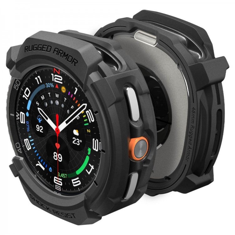 Θήκη Spigen SGP Rugged Armor για SAMSUNG GALAXY WATCH 8 CLASSIC 46mm 2025 - ΜΑΥΡΟ - ACS10012