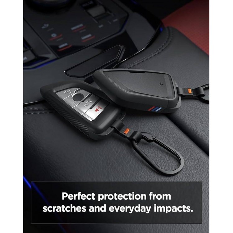 Θήκη Spigen SGP BK100 BMW Κλειδί με Carabiner κ κορδόνι, συμβατό με BMW Smart Key Remote Control Cover - ΜΑΥΡΟ - ACS10425