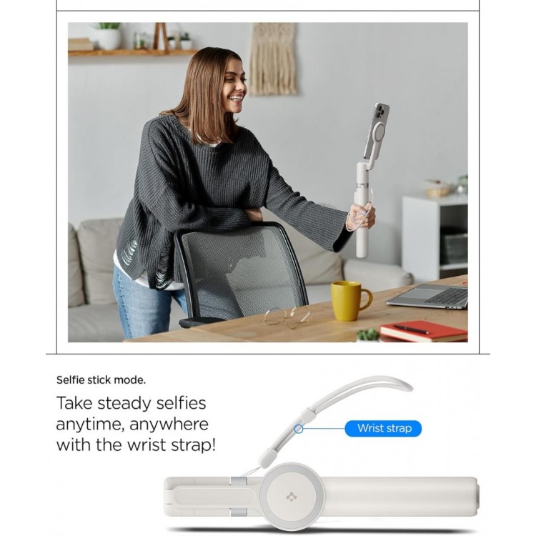 Spigen SGP One Push MAGSAFE+ Auto Opening ΑΣΥΡΜΑΤΟ Selfie Stick Bluetooth Remote ΤΡΙΠΟΔΑΣ 360 - DUNE ΜΠΕΖ - AMP09535