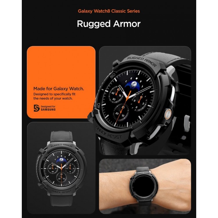 Θήκη Spigen SGP Rugged Armor για SAMSUNG GALAXY WATCH 8 CLASSIC 46mm 2025 - ΜΑΥΡΟ - ACS10012