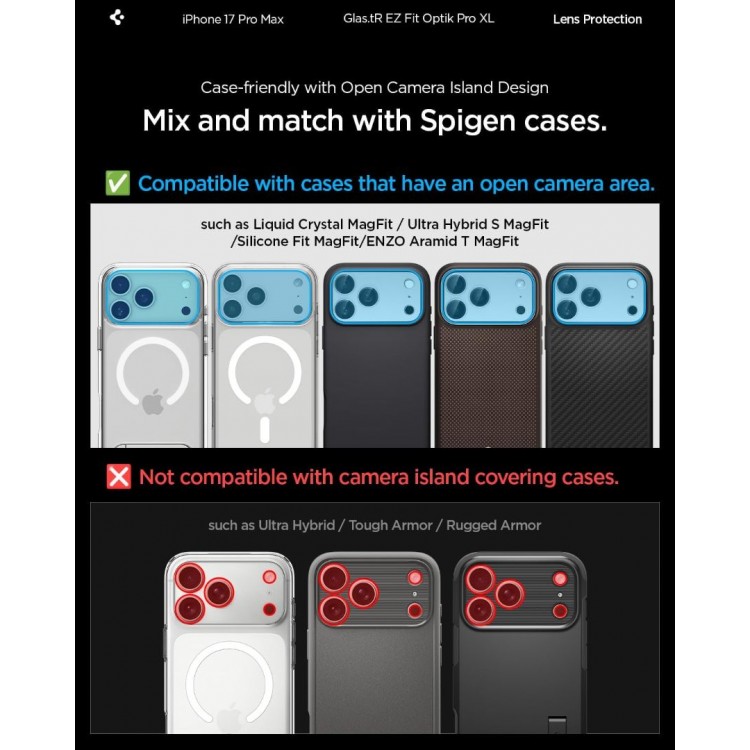 SPIGEN SGP Glas.tR Optik Pro XL EZ FIT CAMERA PROTECTOR Γυαλί προστασίας ΠΛΑΙΣΙΟΥ ΦΑΚΩΝ 9H για CAMERA LENS για Apple iPhone 17 Pro Max 6.9 5G 2025 - ΑΣΗΜΙ - AGL10652 SPIGEN SGP Glas.tR Optik Pro XL EZ FIT CAMERA PROTECTOR Γυαλί προστασίας ΠΛΑΙΣΙΟΥ ΦΑΚΩΝ 9H για CAMERA LENS για Apple iPhone 17 Pro Max 6.9 5G 2025 - ΑΣΗΜΙ - AGL10652