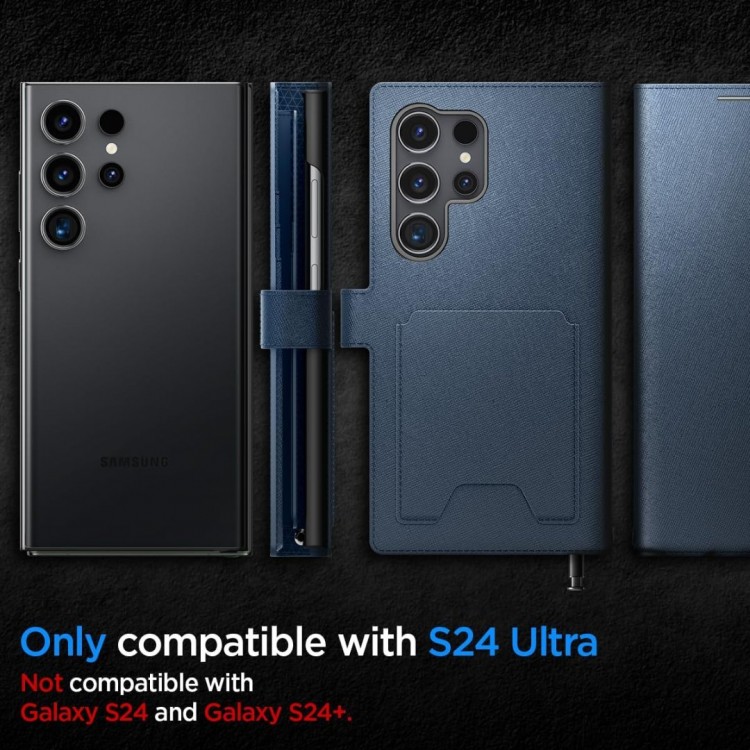 Θήκη Spigen SGP Wallet S PLUS για Samsung Galaxy S24 ULTRA 5G 2024 - Navy ΜΠΛΕ - ACS07370