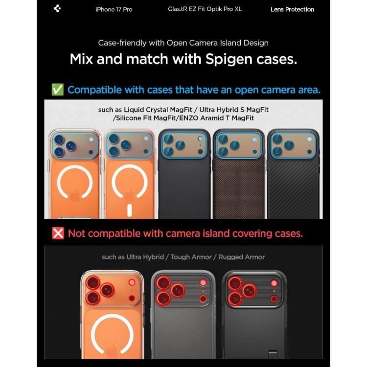 SPIGEN SGP Glas.tR Optik Pro XL EZ FIT CAMERA PROTECTOR Γυαλί προστασίας ΠΛΑΙΣΙΟΥ ΦΑΚΩΝ 9H για CAMERA LENS για Apple iPhone 17 6.3/ iPhone 17 Pro 6.3 5G 2025 - COSMIC ΠΟΡΤΟΚΑΛΙ - AGL10645 SPIGEN SGP Glas.tR Optik Pro XL EZ FIT CAMERA PROTECTOR Γυαλί προστασίας ΠΛΑΙΣΙΟΥ ΦΑΚΩΝ 9H για CAMERA LENS για Apple iPhone 17 6.3/ iPhone 17 Pro 6.3 5G 2025 - COSMIC ΠΟΡΤΟΚΑΛΙ - AGL10645