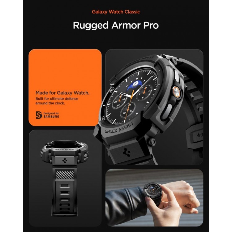 Θήκη Spigen SGP Rugged Armor PRO για Samsung GALAXY WATCH 8 CLASSIC 2025 - 46MM - ΜΑΥΡΟ - ACS10013