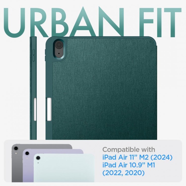 Θήκη SPIGEN SGP URBAN FIT FOLIO για Apple iPad Air 11 2024, 6ης Γενιάς, με θέση για Pencil - Midnight ΠΡΑΣΙΝΟ - ACS07755