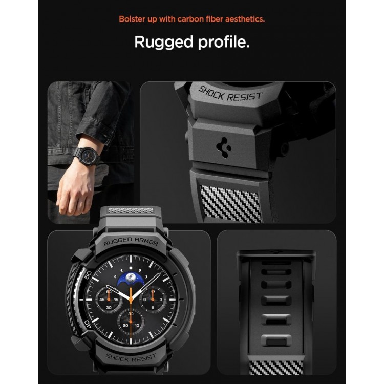 Θήκη Spigen SGP Rugged Armor PRO για Samsung GALAXY WATCH 8 CLASSIC 2025 - 46MM - ΜΑΥΡΟ - ACS10013