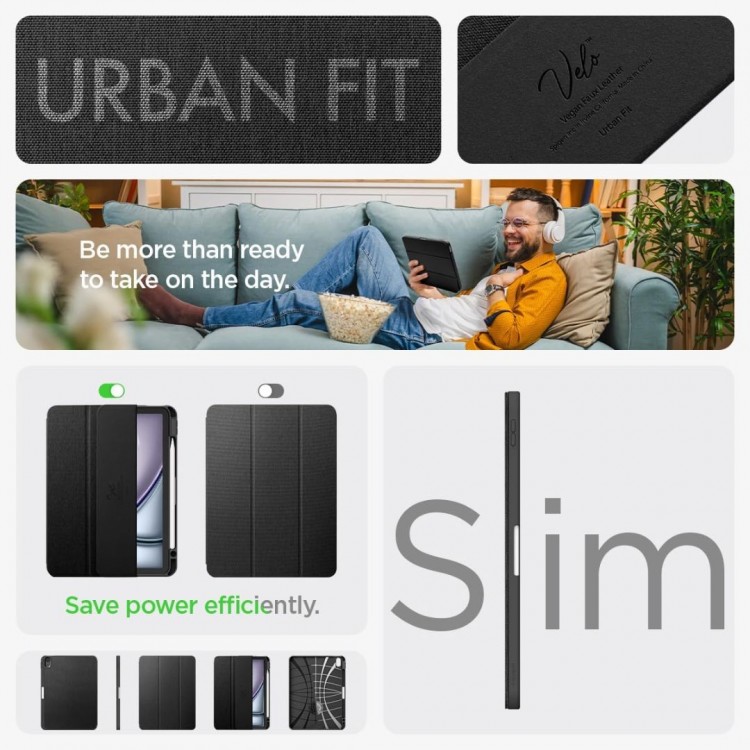 Θήκη SPIGEN SGP URBAN FIT FOLIO για Apple iPad AIR 11 2024, 6ης Γενιάς, με θέση για Στυλό - ΜΑΥΡΟ - ACS07754