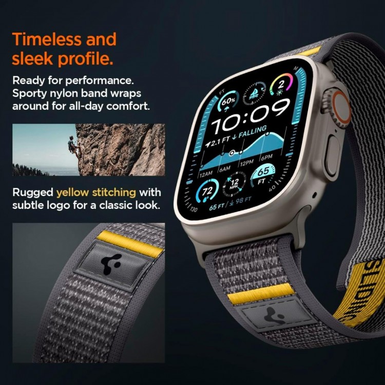 Spigen SGP ATHLEX AIR Band / λουράκι για Apple Watch series Ultra 2/1 49mm, Series 10 46mm και Series 9/8/7/6/5/4/SE 45mm, 44mm - ACTIVE ΓΚΡΙ - AMP09034
