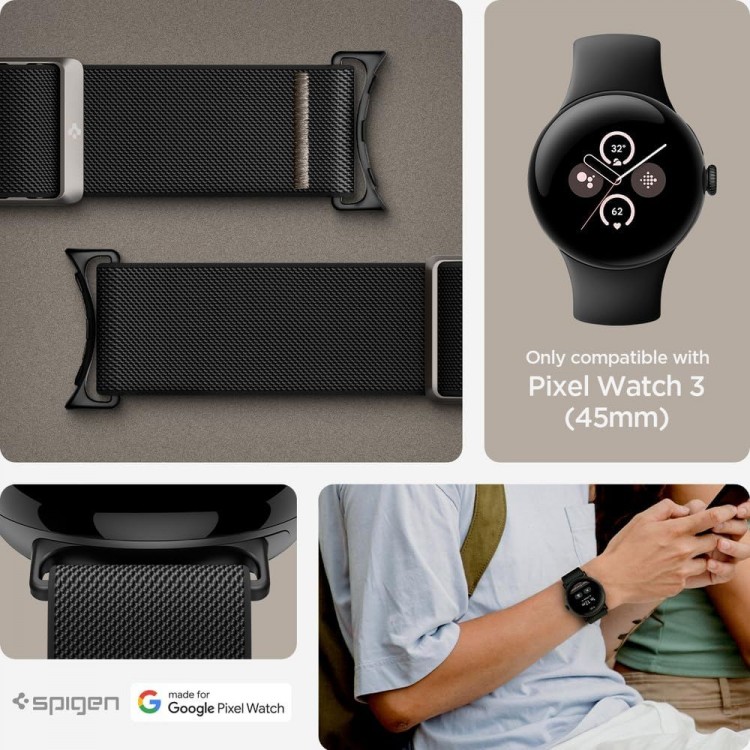 Spigen SGP BAND FIT LITE Υφασμάτινο Λουράκι για Google Pixel Watch 4/3 45 mm (2025/2024) - ΜΑΥΡΟ -  AMP07601