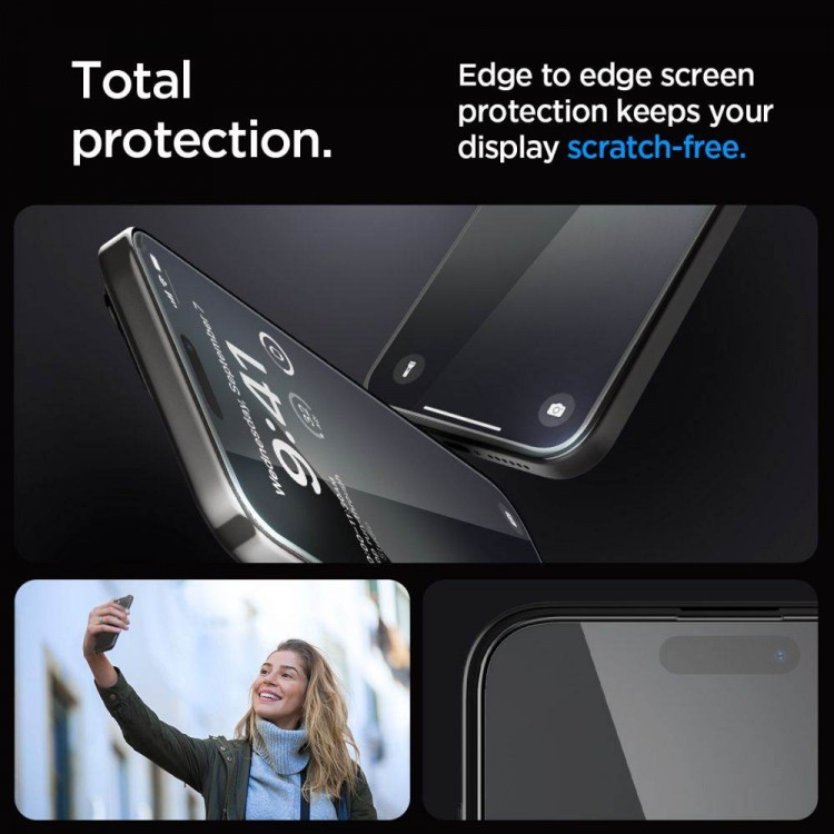 Spigen SGP Γυαλί προστασίας GLAS.tR EZ Fit SLIM CASE FRIENDLY για APPLE iPhone 15 PRO MAX 6.7 2023, 1-TEM - ΜΑΥΡΟ - AGL06879