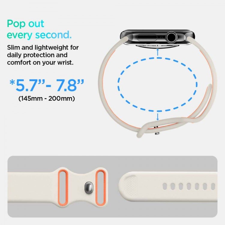 Spigen SGP NANO POP BAND Λουράκι για Apple Watch series 6 / 7 / 8 / 9 / 10 / SE / ULTRA 1 / 2 (44 / 45 / 46 / 49 MM) - ΜΠΕΖ ΠΟΡΤΟΚΑΛΙ - AMP09323