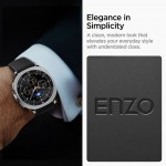 Spigen SGP ENZO Δερμάτινο λουράκι Designed για SAMSUNG GALAXY WATCH 8 / CLASSIC (40 / 44 / 46 MM) - ΜΑΥΡΟ - AMP10119