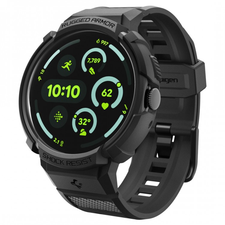 Θήκη Spigen SGP Rugged Armor PRO με λουράκι για Google Pixel Watch 4 41mm (2025) - ΜΑΥΡΟ - ACS09484