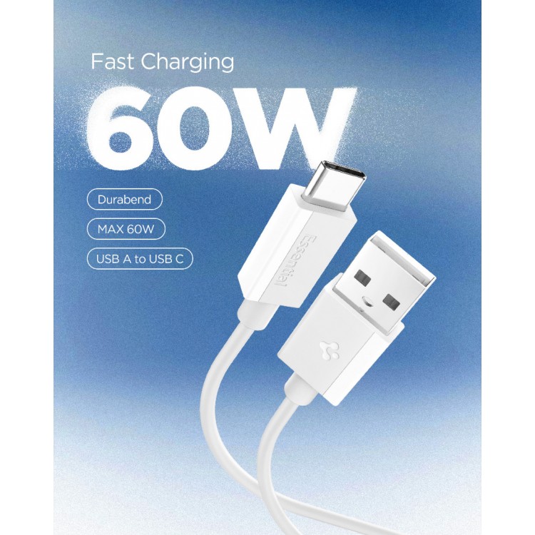 Spigen SGP ArcWire Essential EB6020AC ΚΑΛΩΔΙΟ 60W USB-A σε USB-C , 2.0M - ACA08716 - ΛΕΥΚΟ