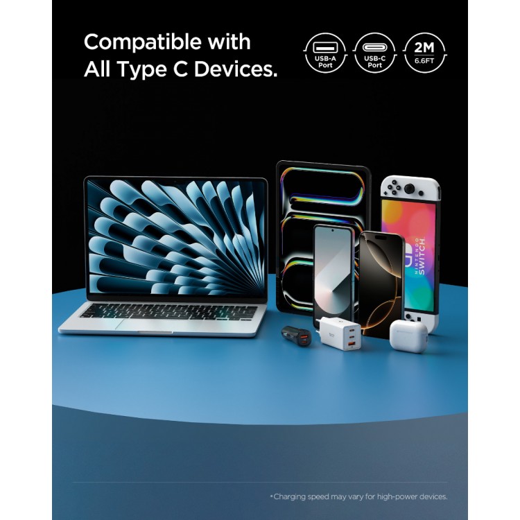 Spigen SGP ArcWire Essential EB6020AC ΚΑΛΩΔΙΟ 60W USB-A σε USB-C , 2.0M - ACA08716 - ΛΕΥΚΟ