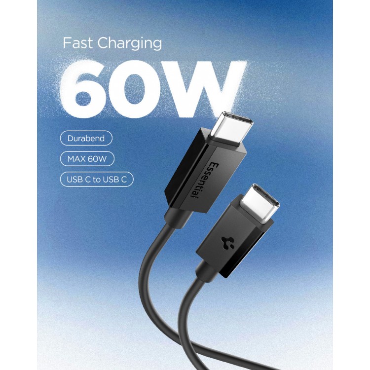 Spigen SGP ArcWire Essential EB6020CC ΚΑΛΩΔΙΟ 60W USB-C σε USB-C , 2.0M - ACA08720 - ΜΑΥΡΟ