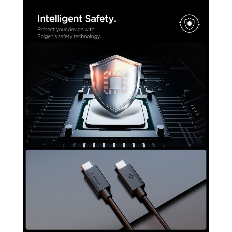 Spigen SGP ArcWire Essential EB6020CC ΚΑΛΩΔΙΟ 60W USB-C σε USB-C , 2.0M - ACA08720 - ΜΑΥΡΟ