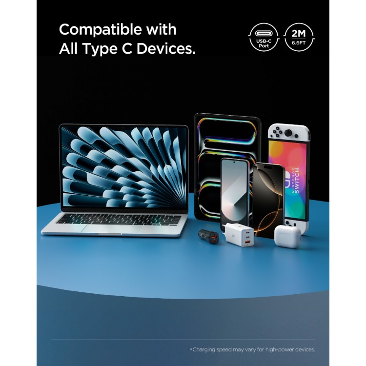 Spigen SGP ArcWire Essential EB6020CC ΚΑΛΩΔΙΟ 60W USB-C σε USB-C , 2.0M - ACA08720 - ΜΑΥΡΟ
