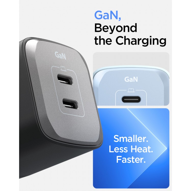 Spigen SGP Oικιακός Φορτιστής 45W ArcStation Pro, GaN III, 2XUSB-C PD 3.0 PPS 45W, Total 45W - ΜΑΥΡΟ - ACH05154