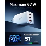 Spigen SGP Φορτιστής οικιακός PPS Fast Charger, PD 3.0 , ArcStation Essential EE673EU GaNFast 2xUSB-C PD, 1xUSB-A, 67W - ΛΕΥΚΟ - ACH08710