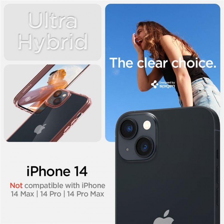 Θήκη Spigen SGP Ultra Hybrid για Apple iPhone 14 6.1 - ΔΙΑΦΑΝΟ ΡΟΖ - ACS05043