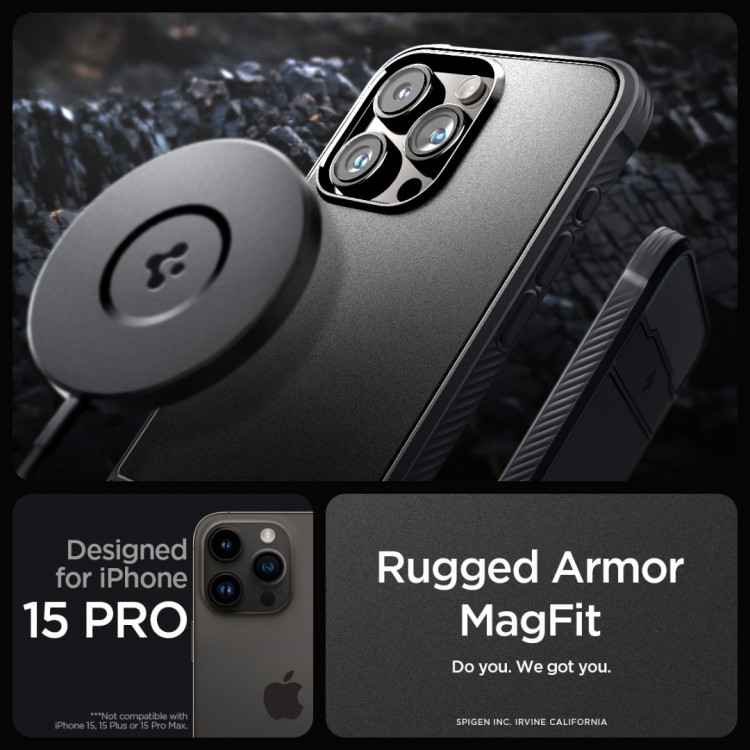 Θήκη Spigen SGP Rugged Armor MAG MAGSAFE για Apple iPhone 15 PRO 6.1 2023 - ΜΑΥΡΟ - ACS06703