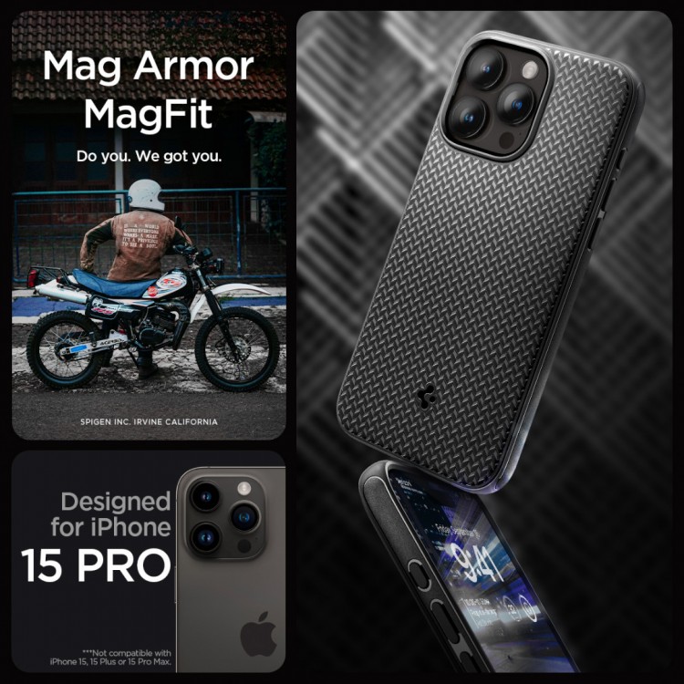Θήκη Spigen SGP MAG ARMOR MagSafe για Apple iPhone 15 PRO 6.1 2023 - ΜΑΥΡΟ - ACS06736