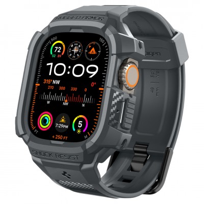 Θήκη Spigen SGP Rugged Armor PRO με λουράκι για Apple Watch ULTRA 1 / 2 (49 MM) - ΣΚΟΥΡΟ ΓΚΡΙ - ACS07390