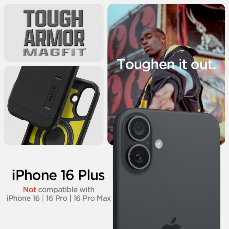 Θήκη Spigen SGP Tough Armor MagSafe MAGFIT για Apple iPhone 16 PLUS 6.7 2024 - ΜΑΥΡΟ - ACS08085