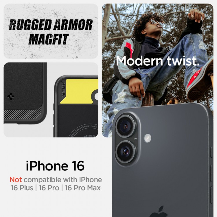 Θήκη Spigen SGP Rugged Armor MAG MAGSAFE για Apple iPhone 16 6.1 2024 - ΜΑΥΡΟ - ACS08214