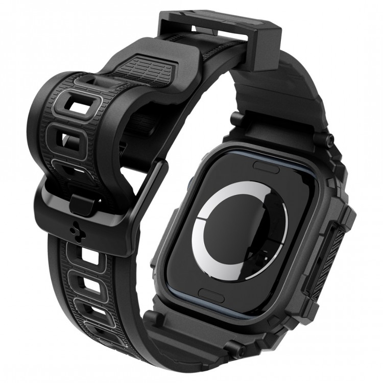 Θήκη Spigen SGP Rugged Armor PRO με λουράκι για Apple Watch series 10 - 46mm - ΜΑΥΡΟ - ACS08604