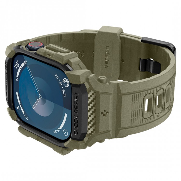 Θήκη Spigen SGP Rugged Armor PRO με λουράκι για Apple Watch series 10 - 46mm - Vintage XAKI ΠΡΑΣΙΝΟ - ACS08608