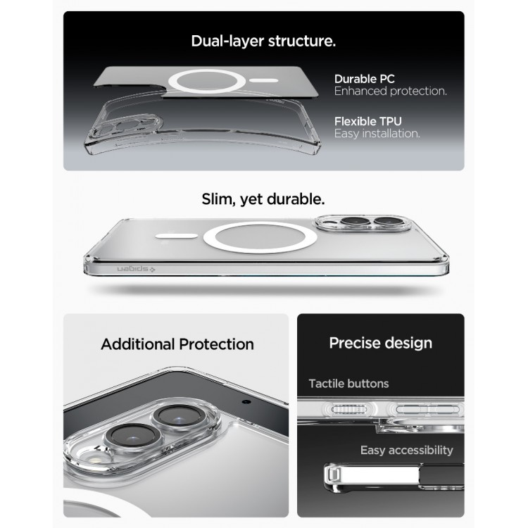 Θήκη Spigen SGP Ultra Hybrid MagFit MagSafe για Samsung Galaxy S25 Edge 5G 2025 - ΔΙΑΦΑΝΟ ΛΕΥΚΟ - ACS09418