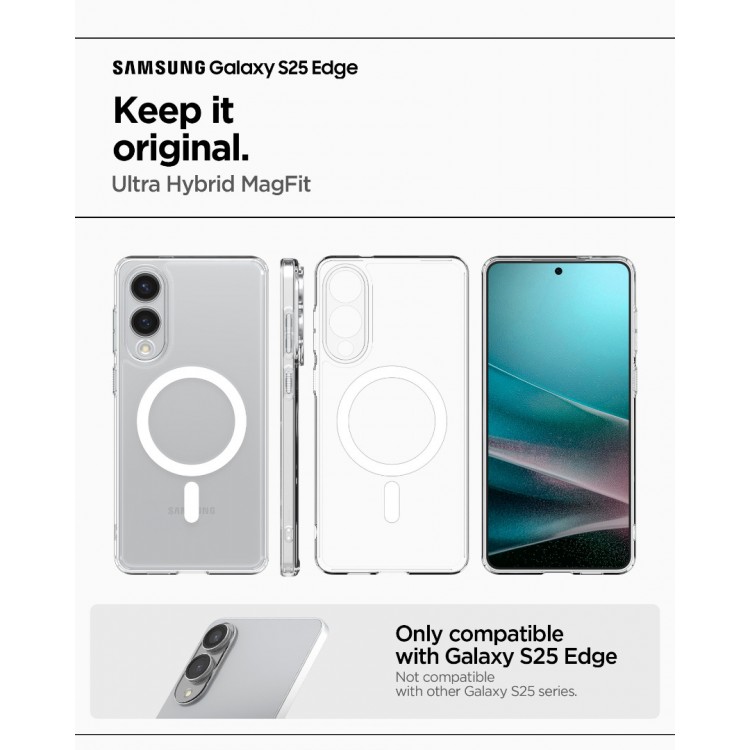 Θήκη Spigen SGP Ultra Hybrid MagFit MagSafe για Samsung Galaxy S25 Edge 5G 2025 - ΔΙΑΦΑΝΟ ΛΕΥΚΟ - ACS09418