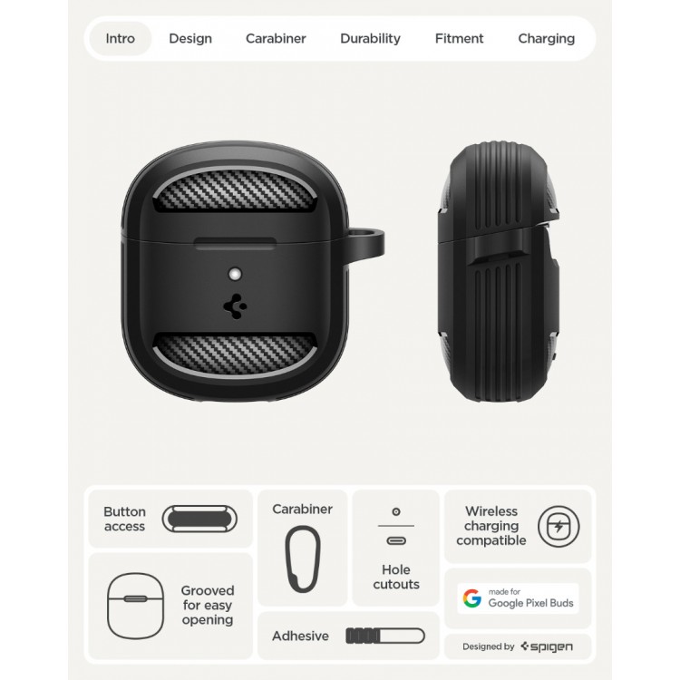Θήκη Spigen SGP Rugged Armor για Google Pixel Buds 2a - ΜΑΥΡΟ - ACS09480