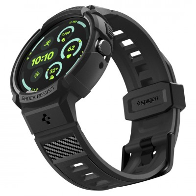 Θήκη Spigen SGP Rugged Armor PRO με λουράκι για Google Pixel Watch 4 41mm (2025) - ΜΑΥΡΟ - ACS09484