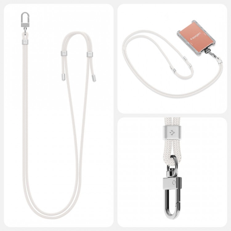 Spigen SGP Universal ρυθμιζόμενο ΣΕΤ CROSSBODY για Θήκες SMARTPHONE - Pearl ΛΕΥΚΟ - 2 Τεμ. - AFA08368