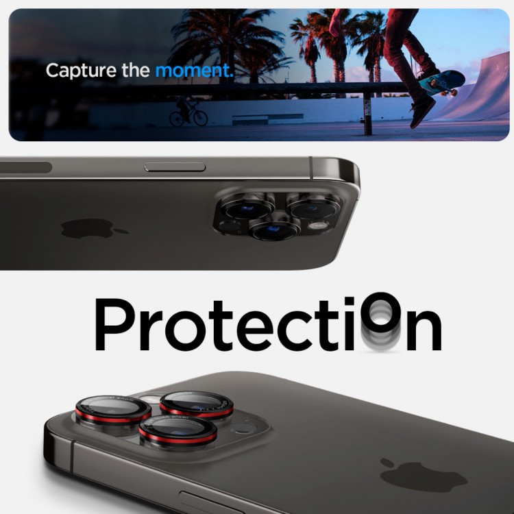 SPIGEN SGP OPTIK.TR EZ FIT CAMERA PROTECTOR Γυαλί προστασίας ΦΑΚΩΝ 9H για CAMERA LENS για Apple iPhone 16/15/14 Pro & 16/15/14 Pro Max - ΜΑΥΡΟ - AGL05217 - 2-TEM