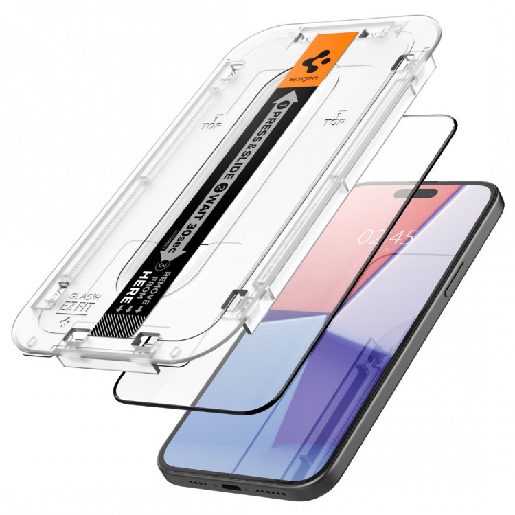 Spigen SGP Γυαλί προστασίας GLAS.tR EZ Fit HD CASE FRIENDLY για APPLE iPhone 15 Plus 6.7 2023 - ΜΑΥΡΟ - AGL06884 - 2 TEM.