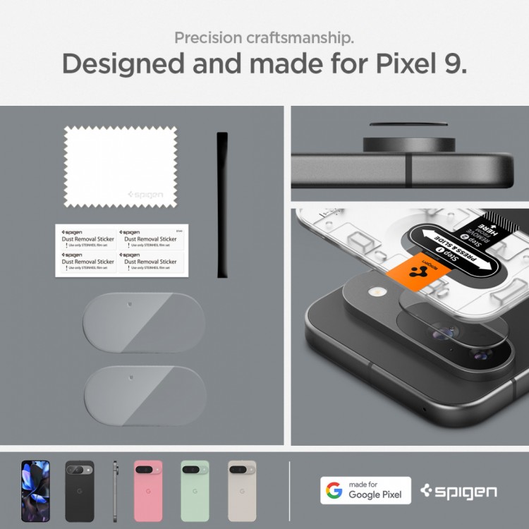 Spigen SGP GLAS.tR SLIM Optik Γυαλί προστασίας 9H Camera Lens για CAMERA για Google Pixel 9 - ΔΙΑΦΑΝΟ - 2 τεμ. - AGL08443