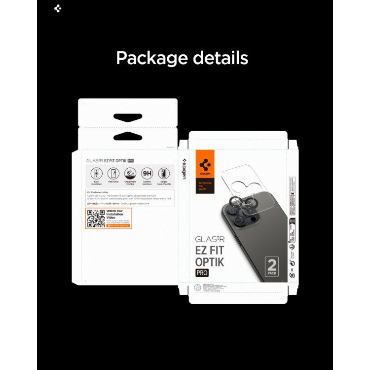 SPIGEN SGP OPTIK.TR EZ FIT CAMERA PROTECTOR Γυαλί προστασίας ΦΑΚΩΝ 9H για CAMERA LENS για Apple IPHONE 17/16/15/14 Pro & iPhone 17/16/15/14 Pro Max - ΠΟΡΤΟΚΑΛΙ - AGL10123 - 2-TEM