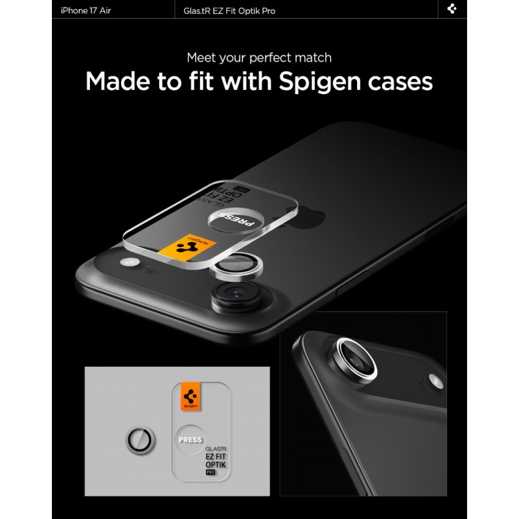 SPIGEN SGP OPTIK.TR EZ FIT CAMERA PROTECTOR Γυαλί προστασίας ΦΑΚΩΝ 9H για CAMERA LENS για Apple IPHONE 17 AIR 6.6 - ΑΣΗΜΙ - AGL10132 - 2-TEM