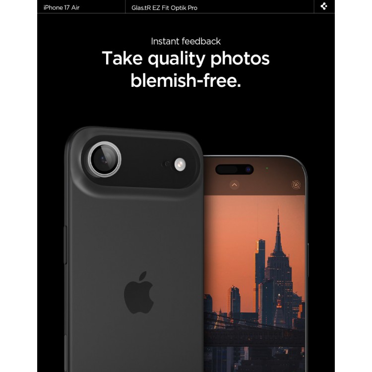 SPIGEN SGP OPTIK.TR EZ FIT CAMERA PROTECTOR Γυαλί προστασίας ΦΑΚΩΝ 9H για CAMERA LENS για Apple IPHONE 17 AIR 6.6 - ΑΣΗΜΙ - AGL10132 - 2-TEM