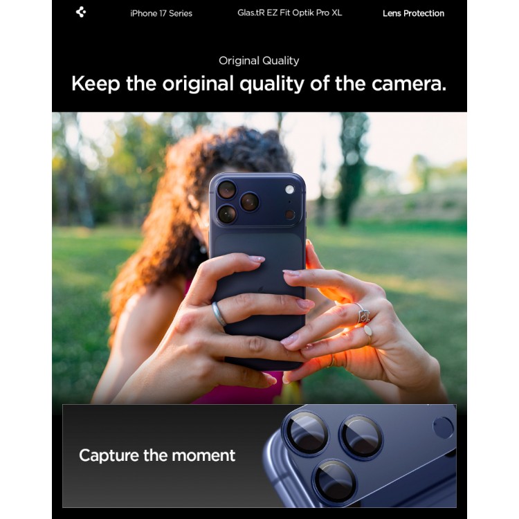 SPIGEN SGP Glas.tR Optik Pro XL EZ FIT CAMERA PROTECTOR Γυαλί προστασίας ΠΛΑΙΣΙΟΥ ΦΑΚΩΝ 9H για CAMERA LENS για Apple iPhone 17 Pro Max 6.9 5G 2025 - ΜΠΛΕ - AGL10651