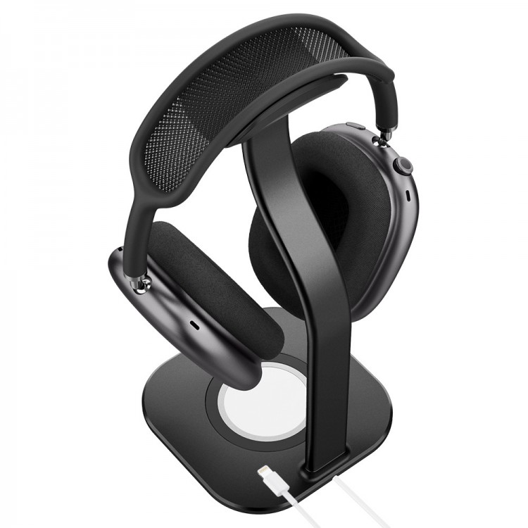 Spigen SGP Aluminum S380 2-σε-1 Επιτραπέζια Βάση Φόρτισης ακουστικών για Apple AirPods Max , με ΥΠΟΔΟΧΗ για ασύρματο φορτιστή - ΜΑΥΡΟ - AMP02818